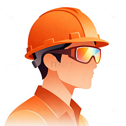 扁平风建筑工人侧脸插画设计素材