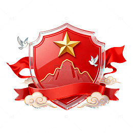 国潮风红色勋章山河徽章设计素材