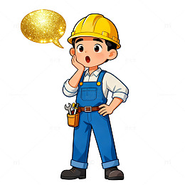 卡通风建筑工人思考矢量插画素材
