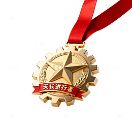 金属质感奖牌设计金色齿轮徽章素材