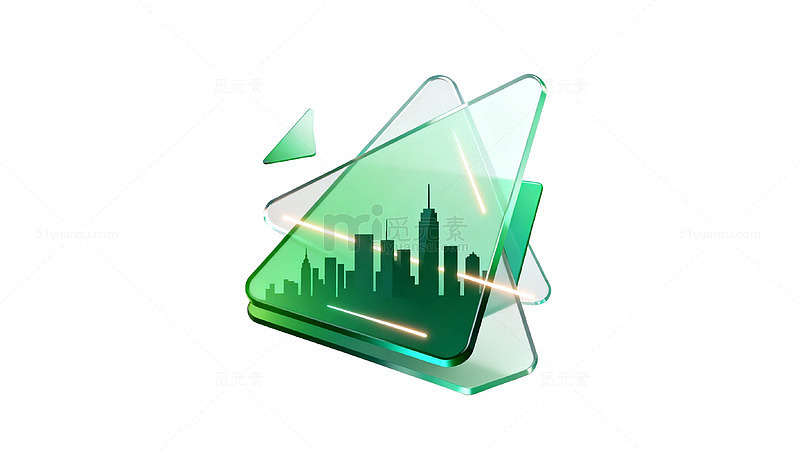 玻璃质感城市剪影科技感设计素材