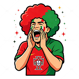 葡萄牙国旗配色呐喊球迷贴纸