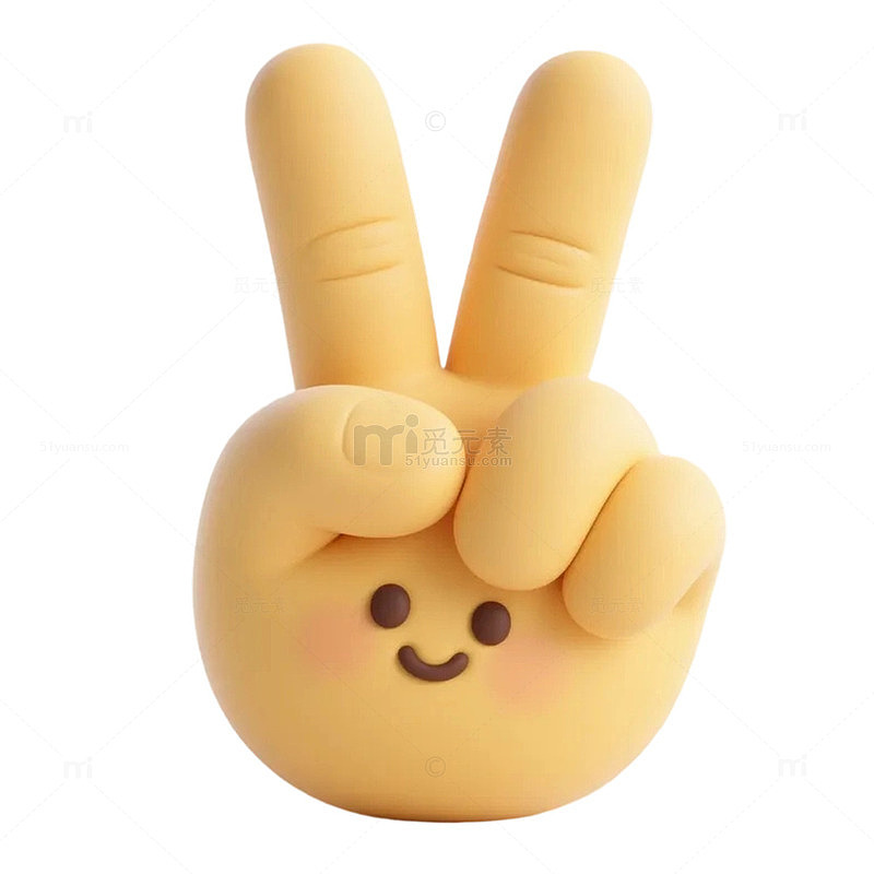 黏土立体可爱笑脸手掌