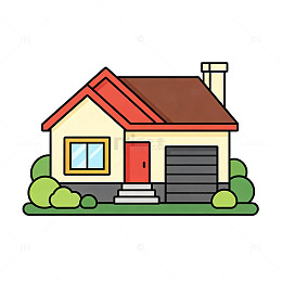 卡通风小房子住宅插画设计免扣素材