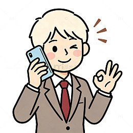 卡通风商务男士打电话插画免扣素材