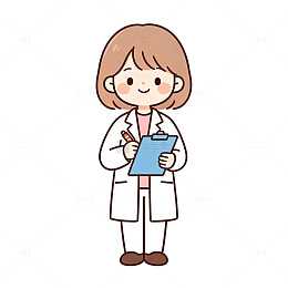 卡通风女医生手持病历手绘设计免扣素材