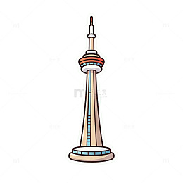 卡通风加拿大国家电视塔插画设计素材