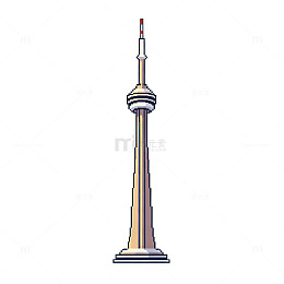 卡通风格加拿大国家电视塔插画素材