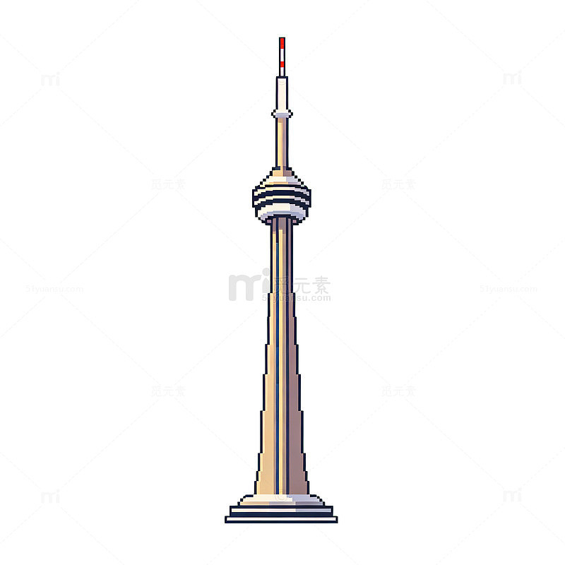 卡通风格加拿大国家电视塔插画素材