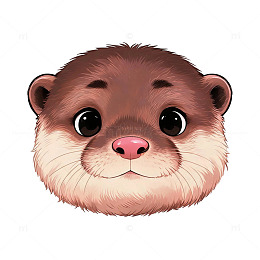 卡通风格水獭头像插画设计素材