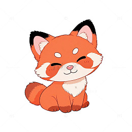 卡通风可爱小狐狸插画设计素材