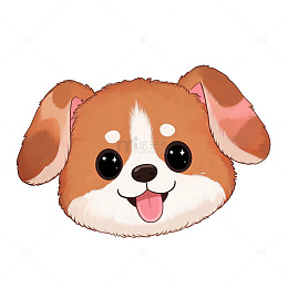 卡通风可爱小狗头像矢量素材