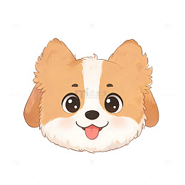 卡通风格柯基犬头像矢量设计素材