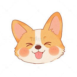 卡通风柯基犬表情头像设计素材