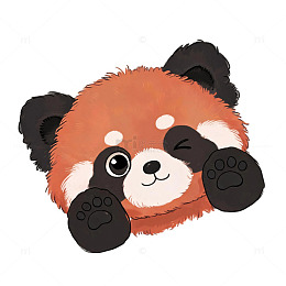 卡通风格红熊猫可爱插画设计素材