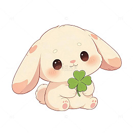 可爱风小兔子幸运草卡通设计素材