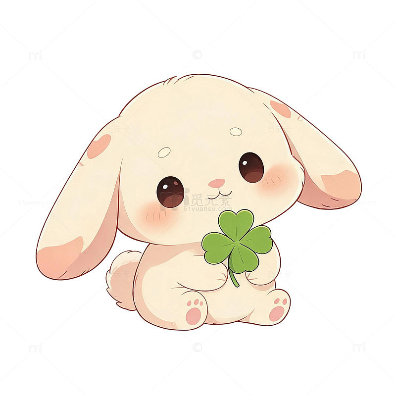 可爱风小兔子幸运草卡通设计素材