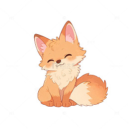 卡通风格可爱狐狸坐姿插画设计素材