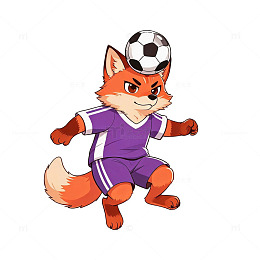 狐狸踢足球运动插画素材卡通风