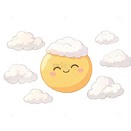 卡通风可爱太阳云朵插画设计素材
