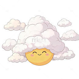 卡通风格笑脸太阳云朵插画素材