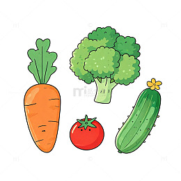 卡通风格新鲜蔬菜插画设计素材