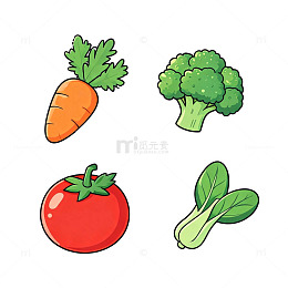 卡通风格蔬菜手绘插画设计素材