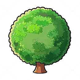 绿叶大树矢量插画素材卡通风格