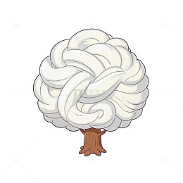 卡通风格云朵树形插画设计素材