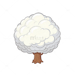 卡通风格云朵树插画设计素材