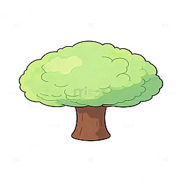 卡通风格绿叶大树矢量插画素材
