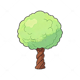 卡通风绿叶大树插画设计素材