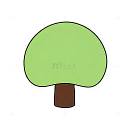 卡通风格绿色树木简笔画设计素材