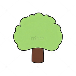 卡通风绿色大树简笔画设计素材