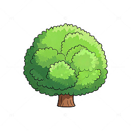 卡通风格绿树设计素材插画