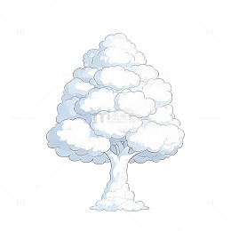 云朵树插画设计卡通风格素材