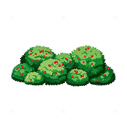 卡通风格绿色灌木丛植物设计素材