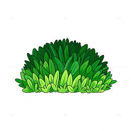 绿色灌木丛插画卡通风格设计素材