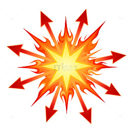 卡通风格爆炸火焰箭头矢量素材