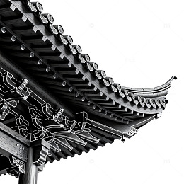 黑白风传统建筑屋檐设计素材