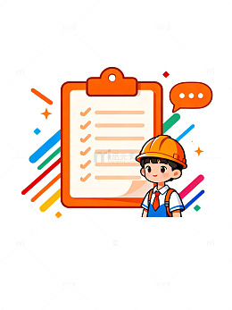 卡通风建筑工人检查清单设计素材