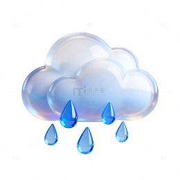 透明风下雨云朵水滴矢量素材