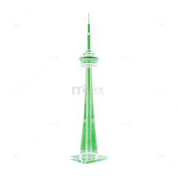 简约风绿色塔楼建筑矢量素材