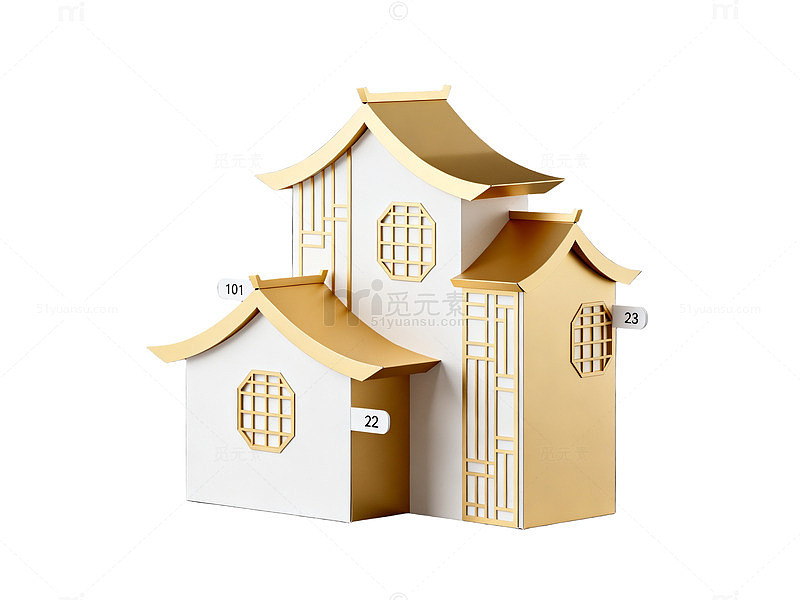 3D风格中式建筑模型设计素材