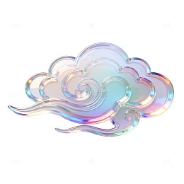 梦幻风祥云彩绘透明质感设计素材