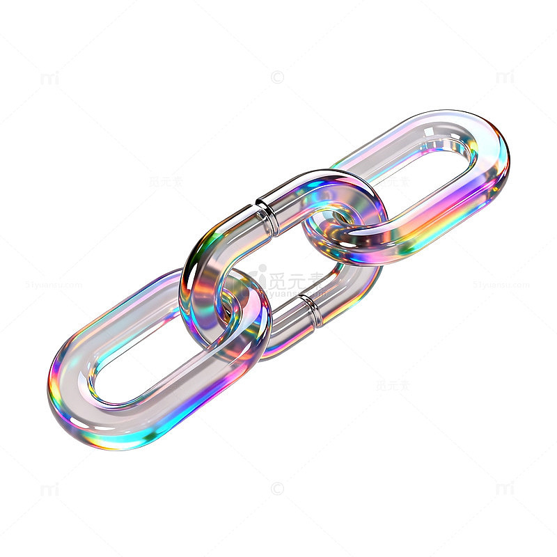 玻璃质感彩虹链条3D渲染设计素材