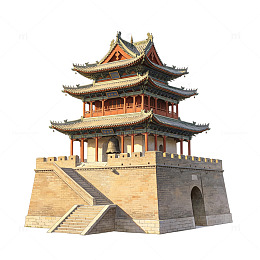 国风古建筑城楼3D模型素材