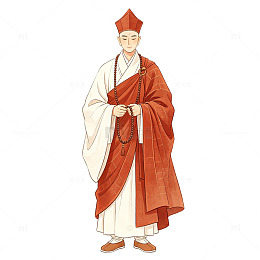 国风插画古代僧人服饰设计素材