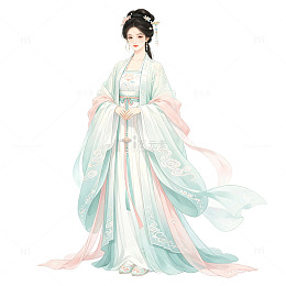 古风手绘汉服女子插画设计素材