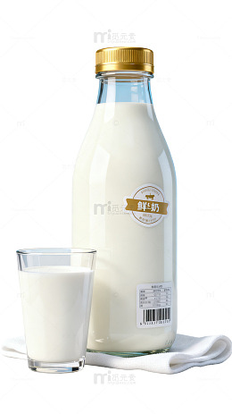 简约风鲜奶瓶玻璃杯设计素材